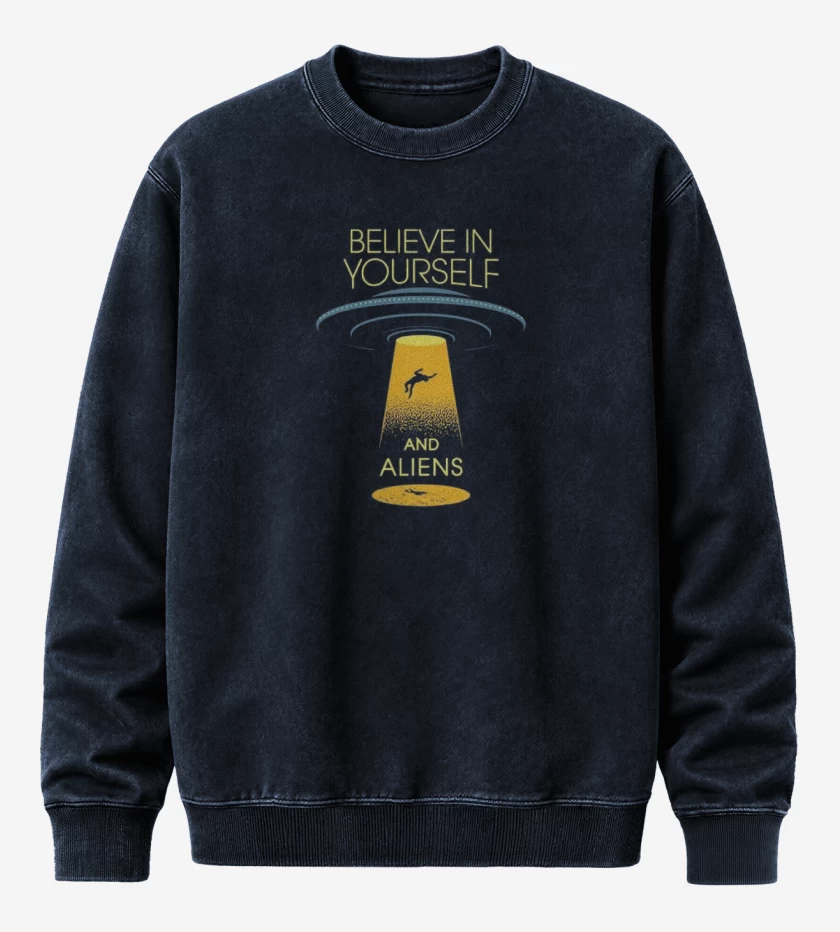 Poleron Polo Acid Wash Azul Marino de Believe in aliens