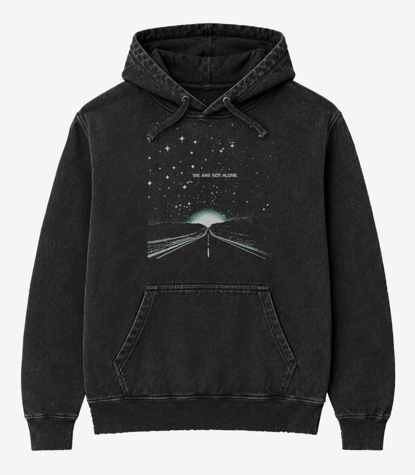 Poleron Canguro Acid Wash Negro de We are not alone