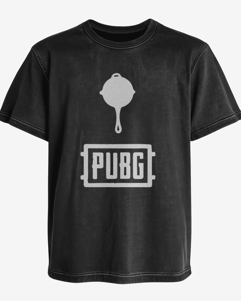 Polera desgastada Negro de sarten pubg