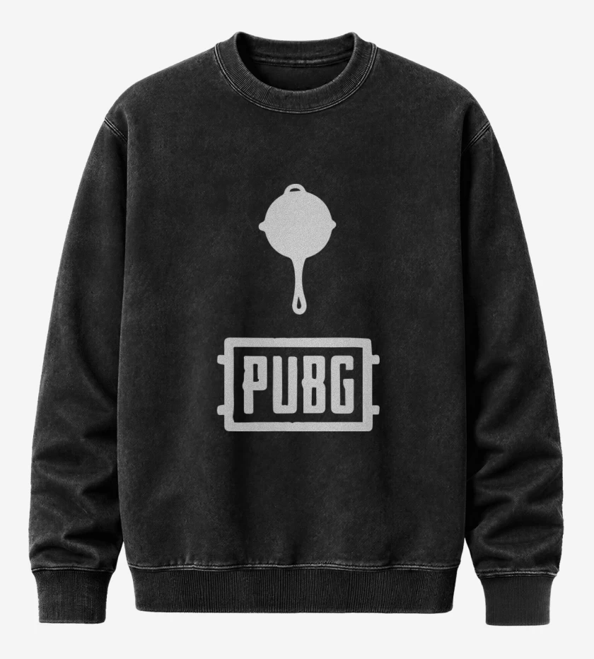Poleron Polo Acid Wash Negro de sarten pubg