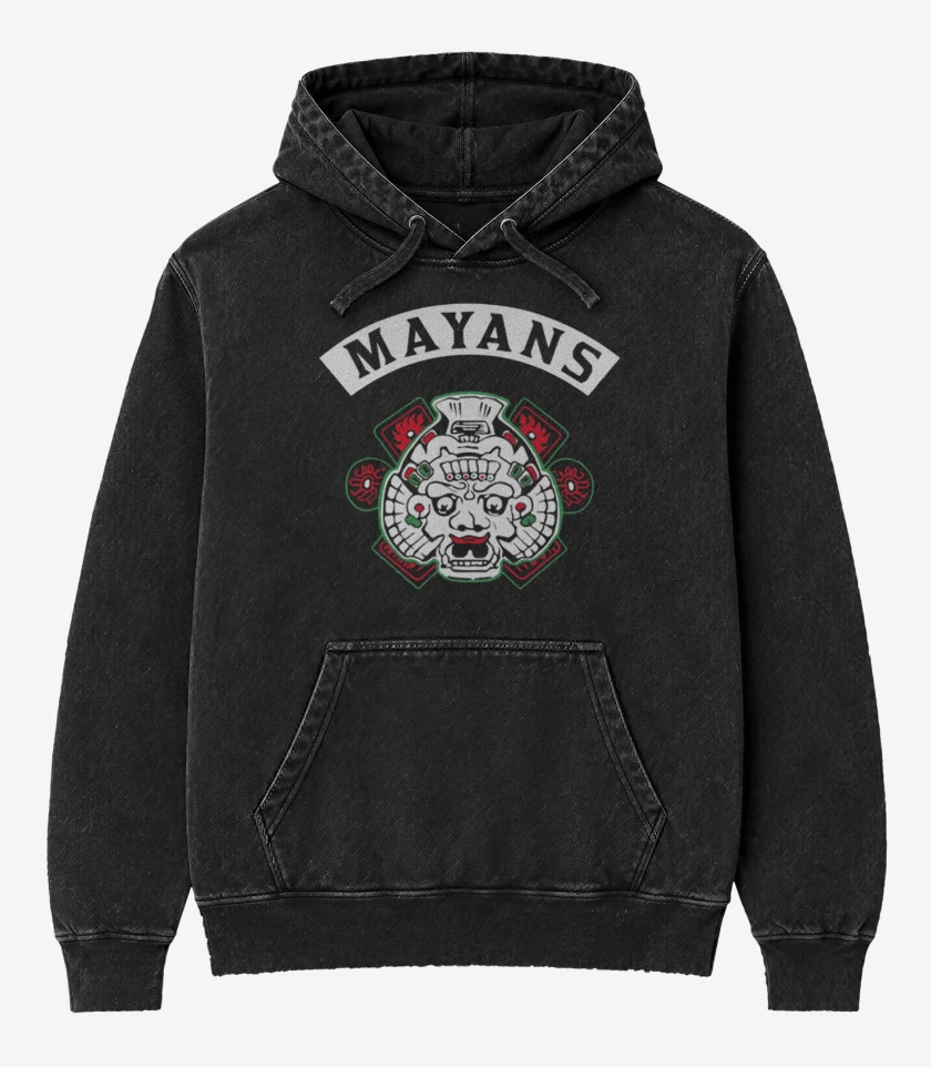 Poleron Canguro Acid Wash Negro de Mayans mc