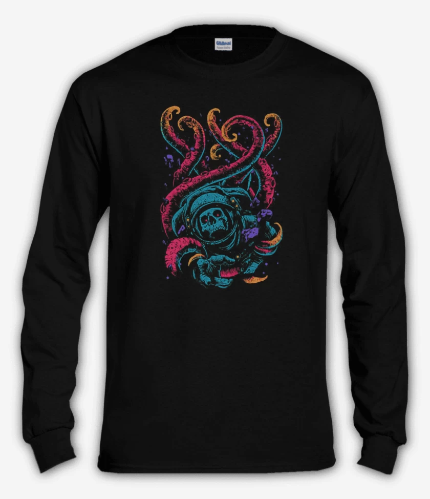 Polera manga larga Negro de Skull astronauta