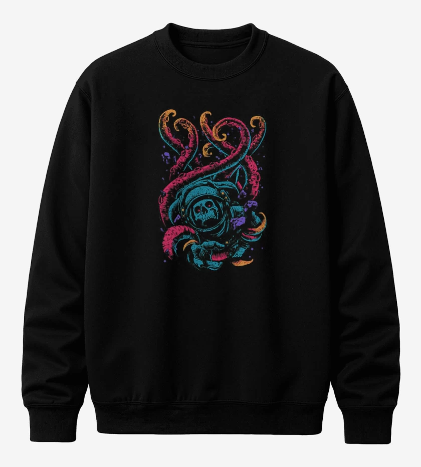 Poleron polo Negro de Skull astronauta