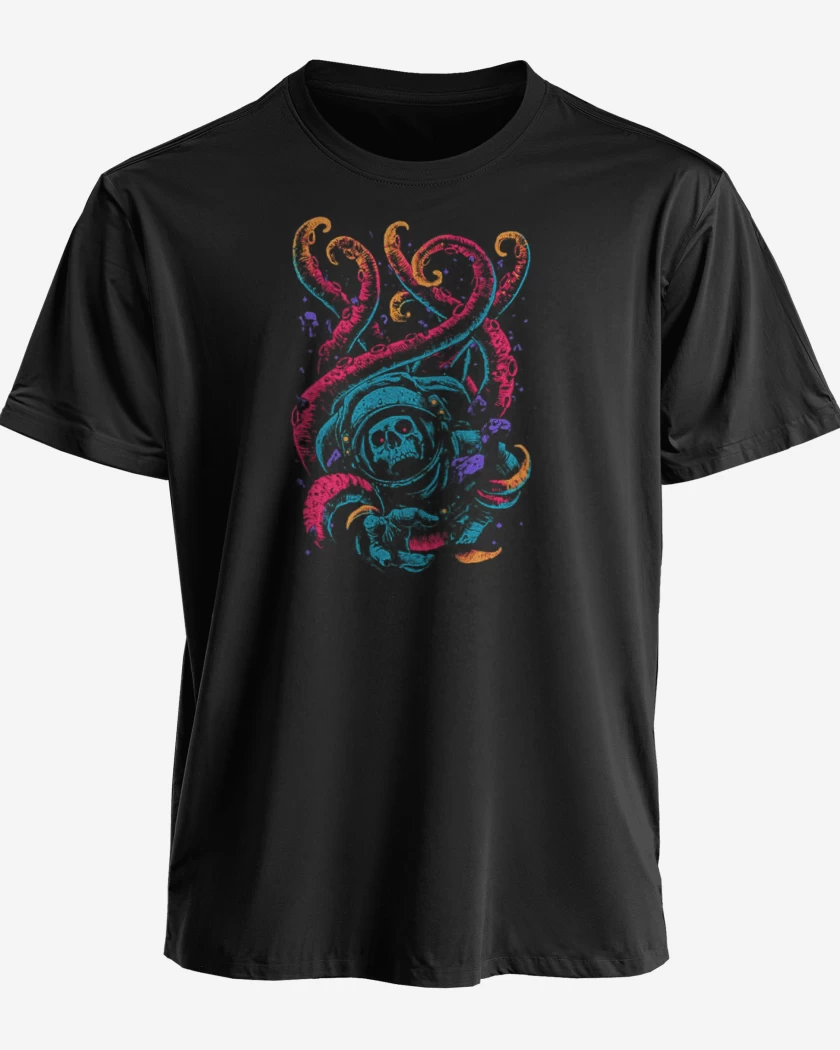Polera premium Negro de Skull astronauta