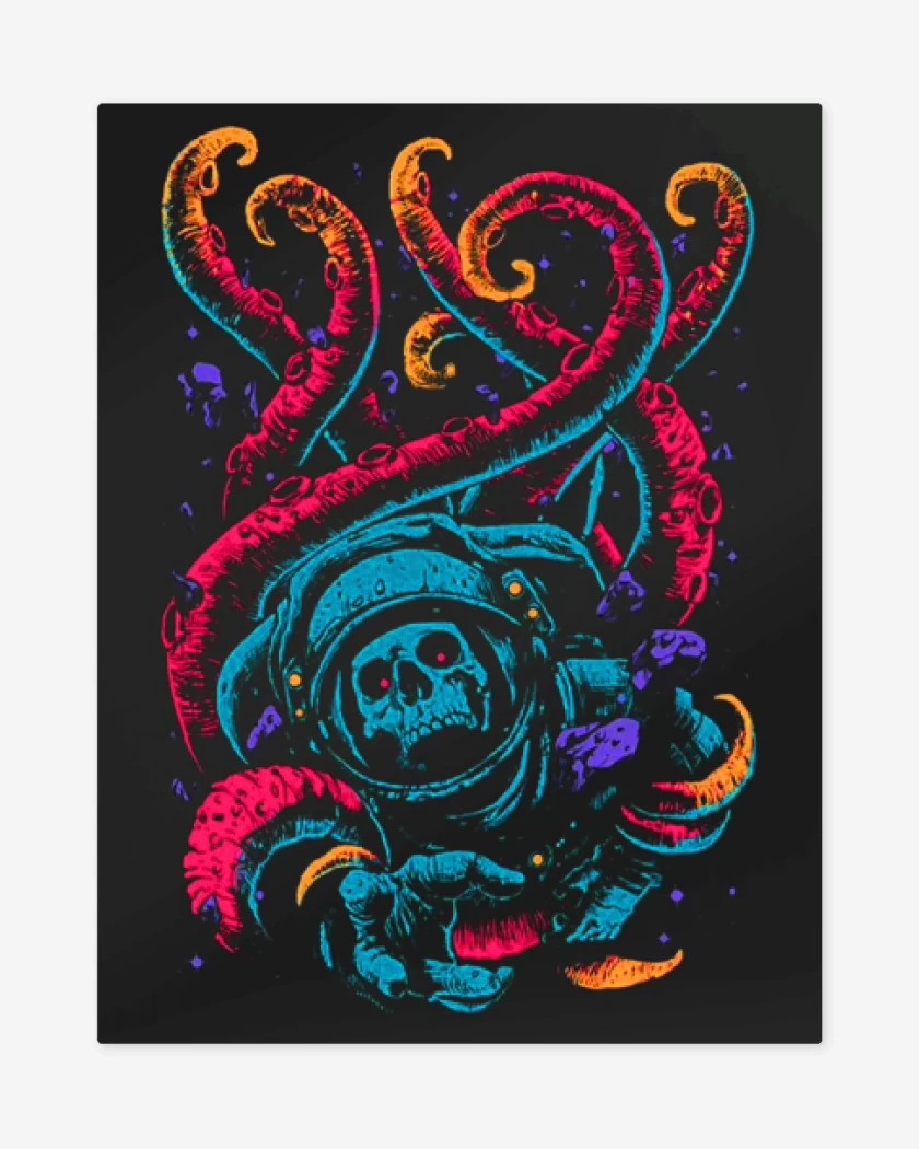 Print metalico Negro de Skull astronauta