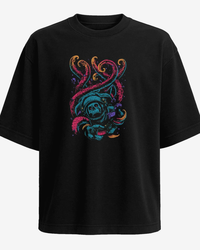 Polera Oversize Negro de Skull astronauta
