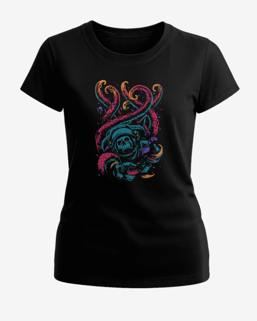Polera de Mujer Negro de Skull astronauta