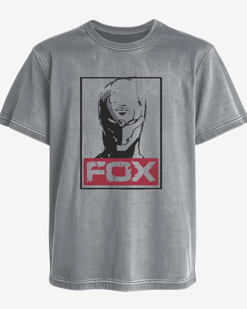 Polera desgastada Gris Melange de Metal Gear - Fox