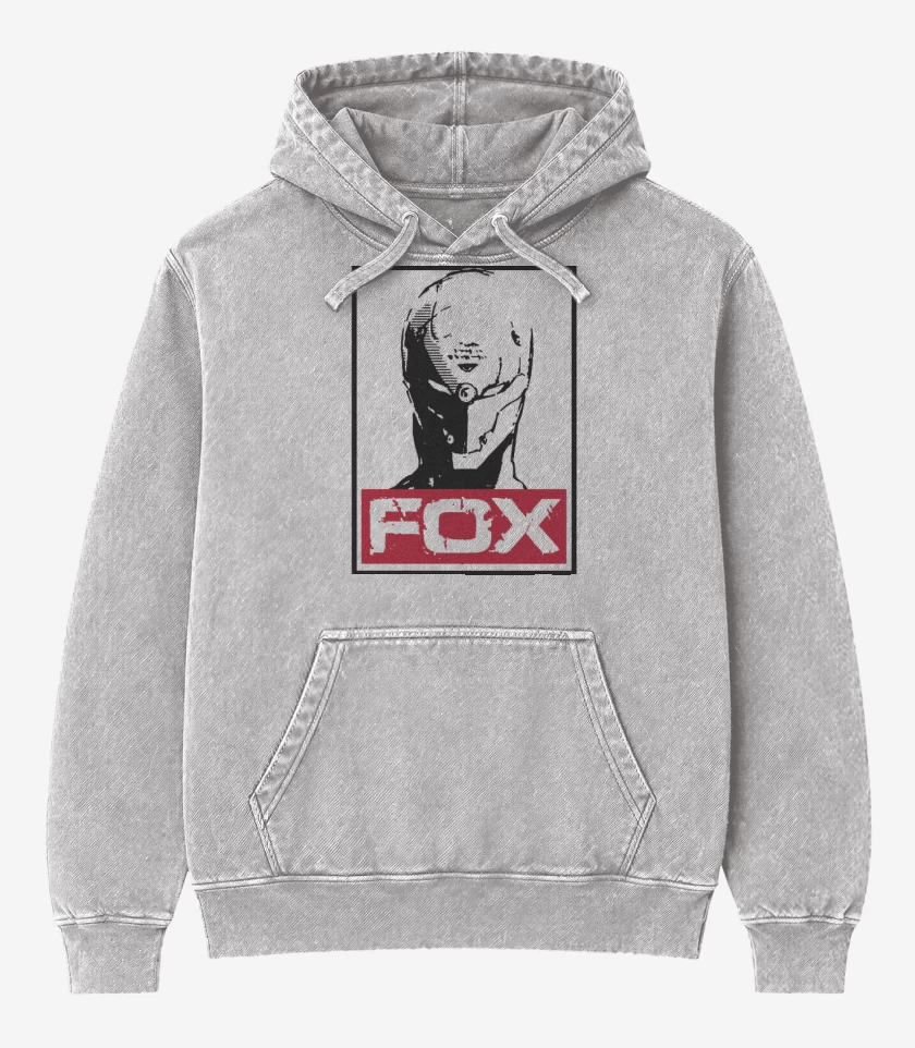 Poleron Canguro Acid Wash Gris Melange de Metal Gear - Fox