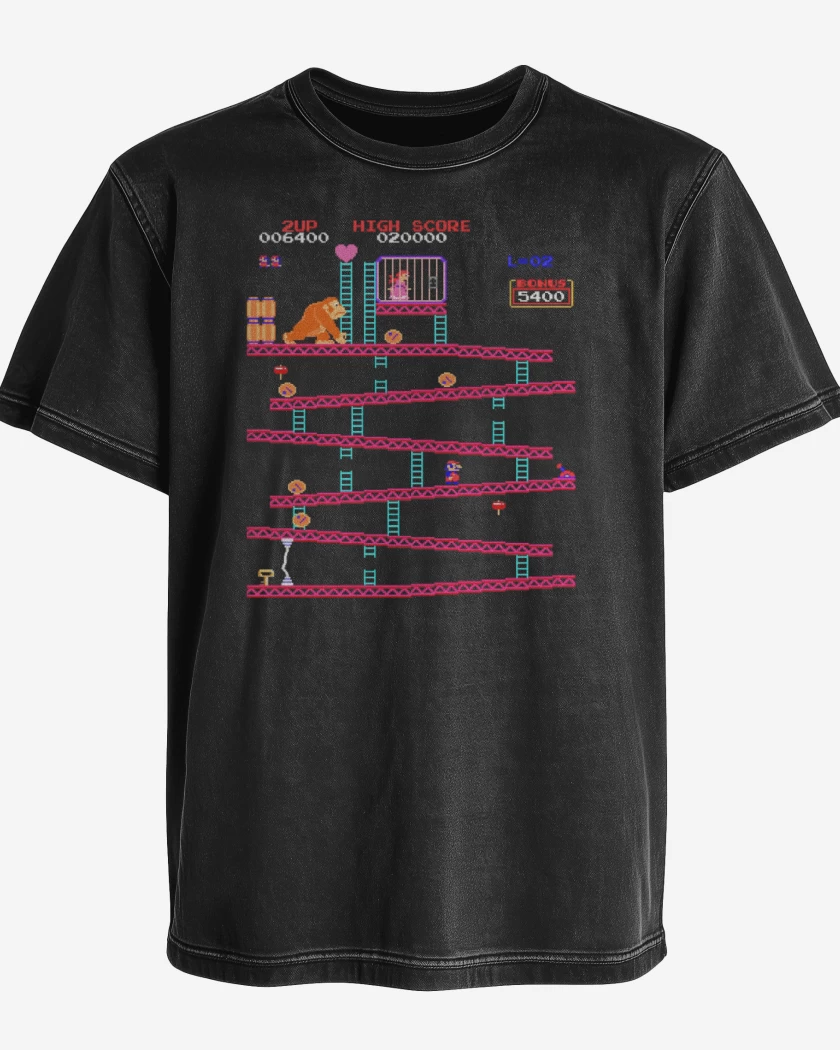 Polera desgastada Negro de Gorila Bigote
