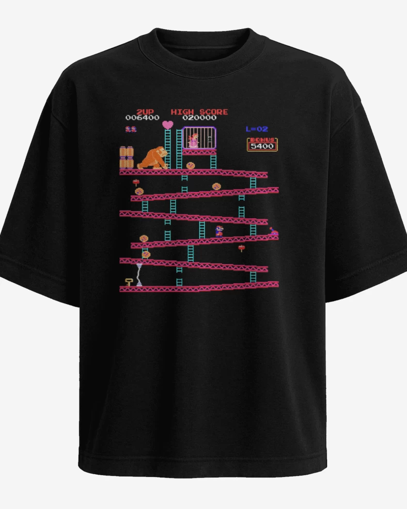 Polera Oversize Negro de Gorila Bigote
