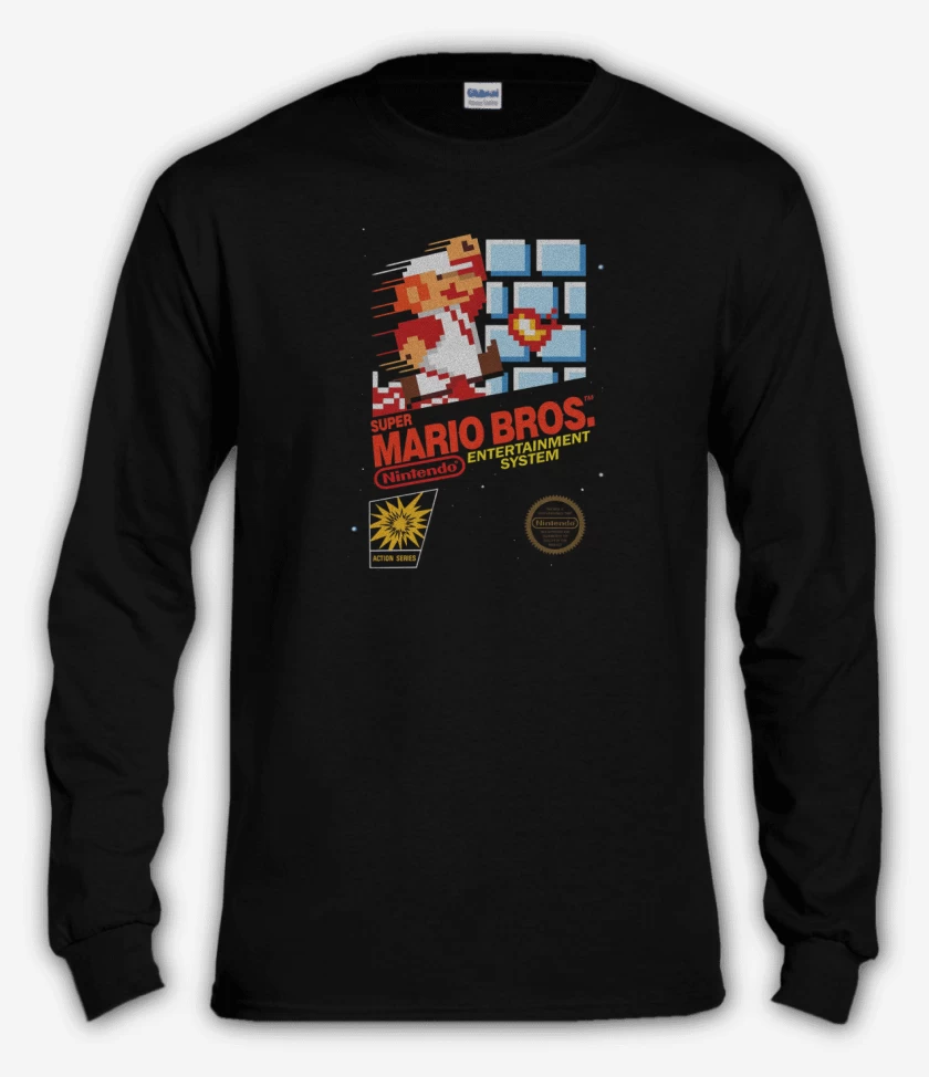 Polera manga larga Negro de Super bigoterio