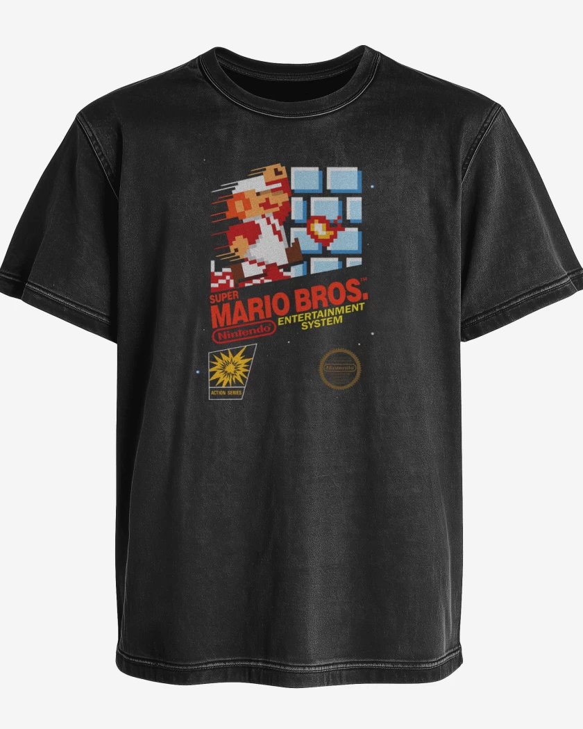 Polera desgastada Negro de Super bigoterio