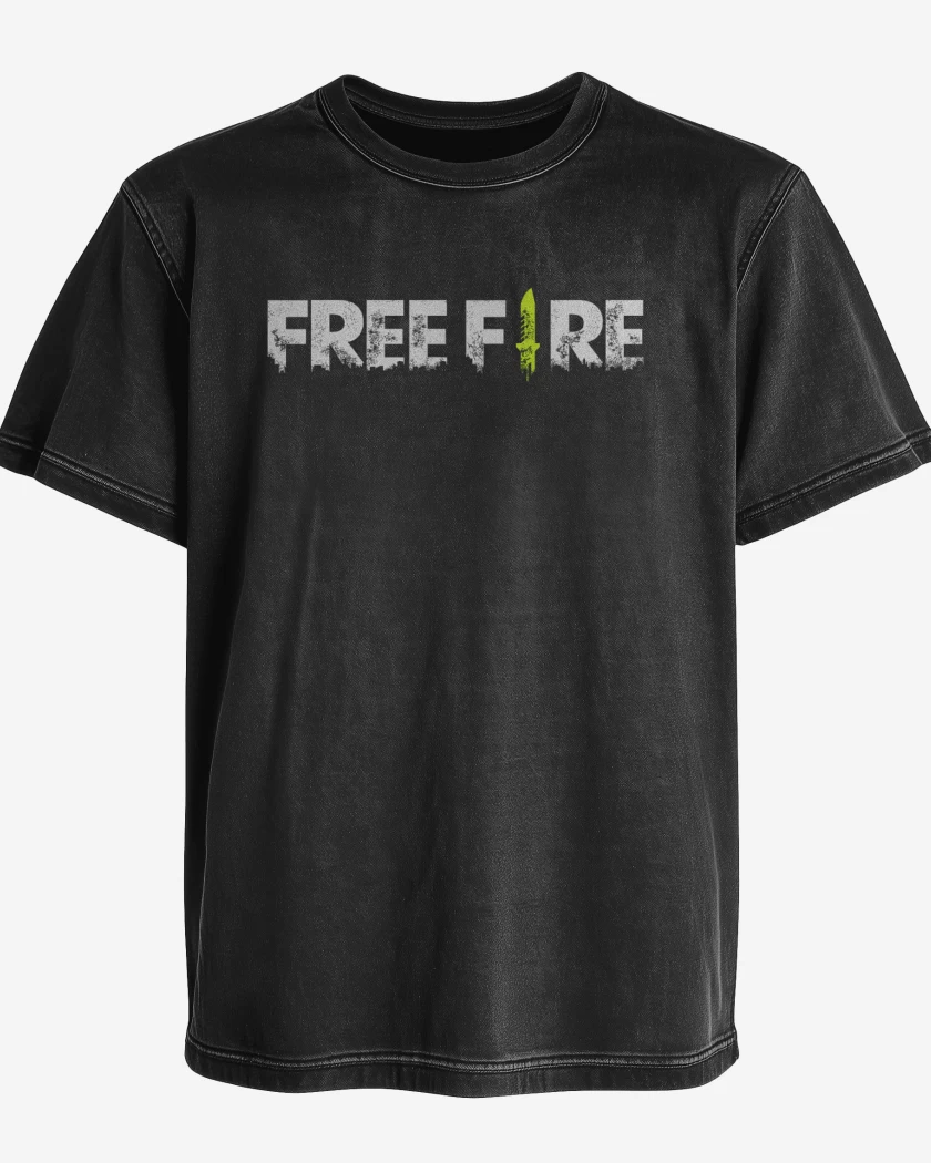 Polera desgastada Negro de Free fire