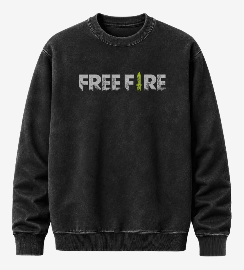 Poleron Polo Acid Wash Negro de Free fire