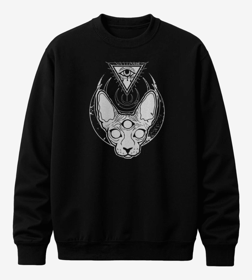 Poleron polo Negro de Gat@ iluminati