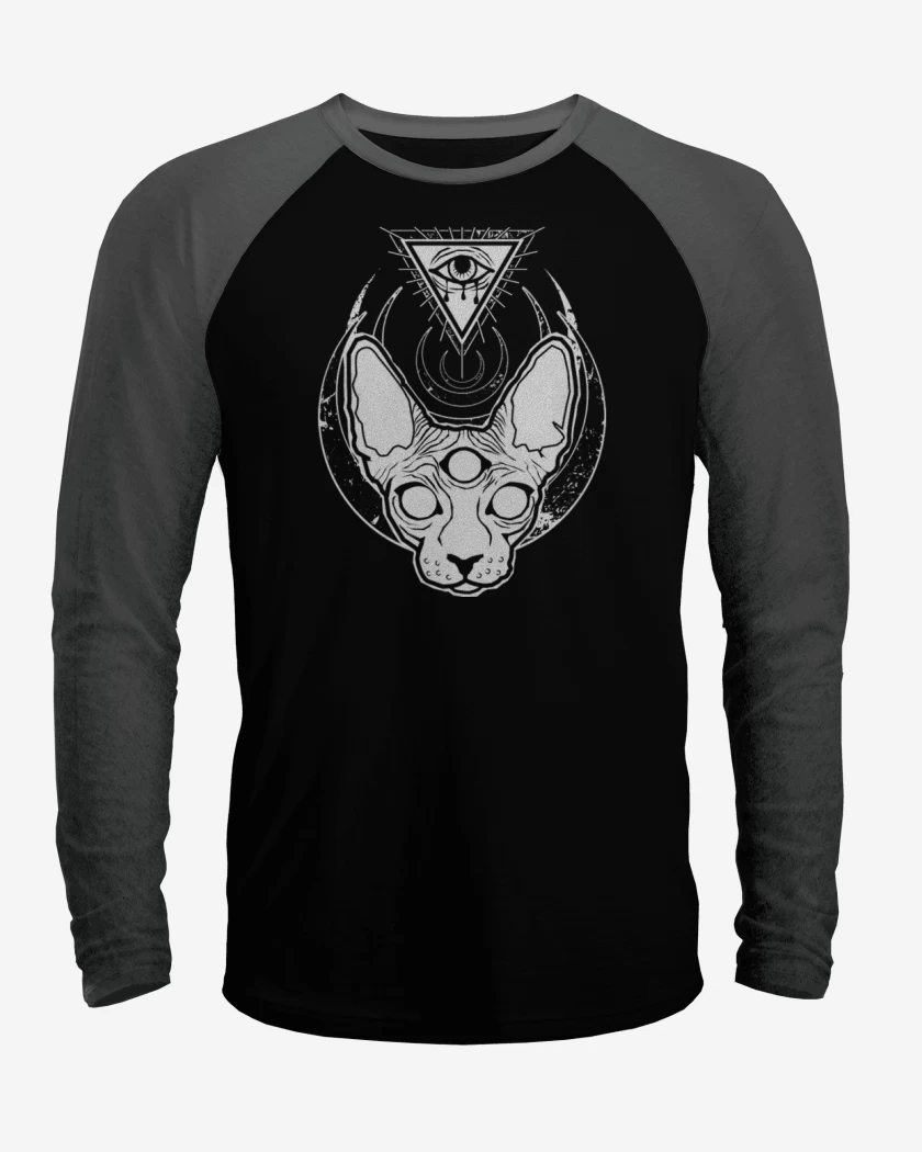 Polera Raglan Negro / Negro Heather de Gat@ iluminati