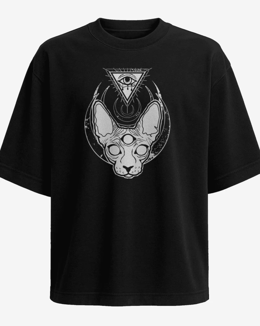 Polera Oversize Negro de Gat@ iluminati