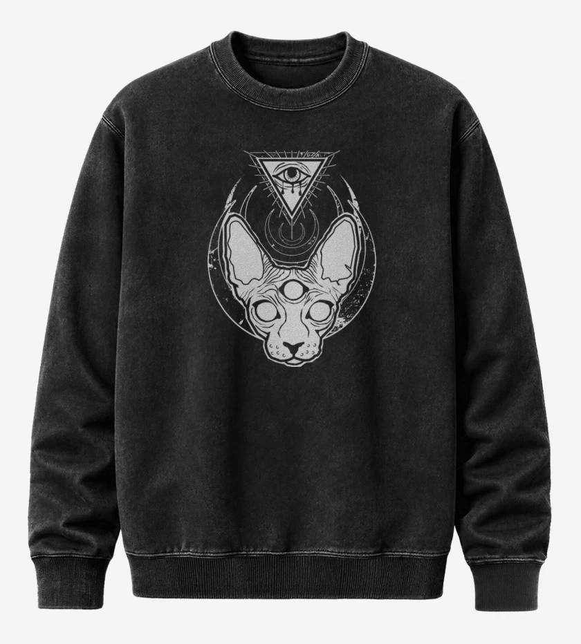 Poleron Polo Acid Wash Negro de Gat@ iluminati