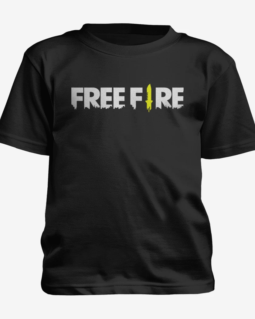 Polera de niño Negro de free fire logo