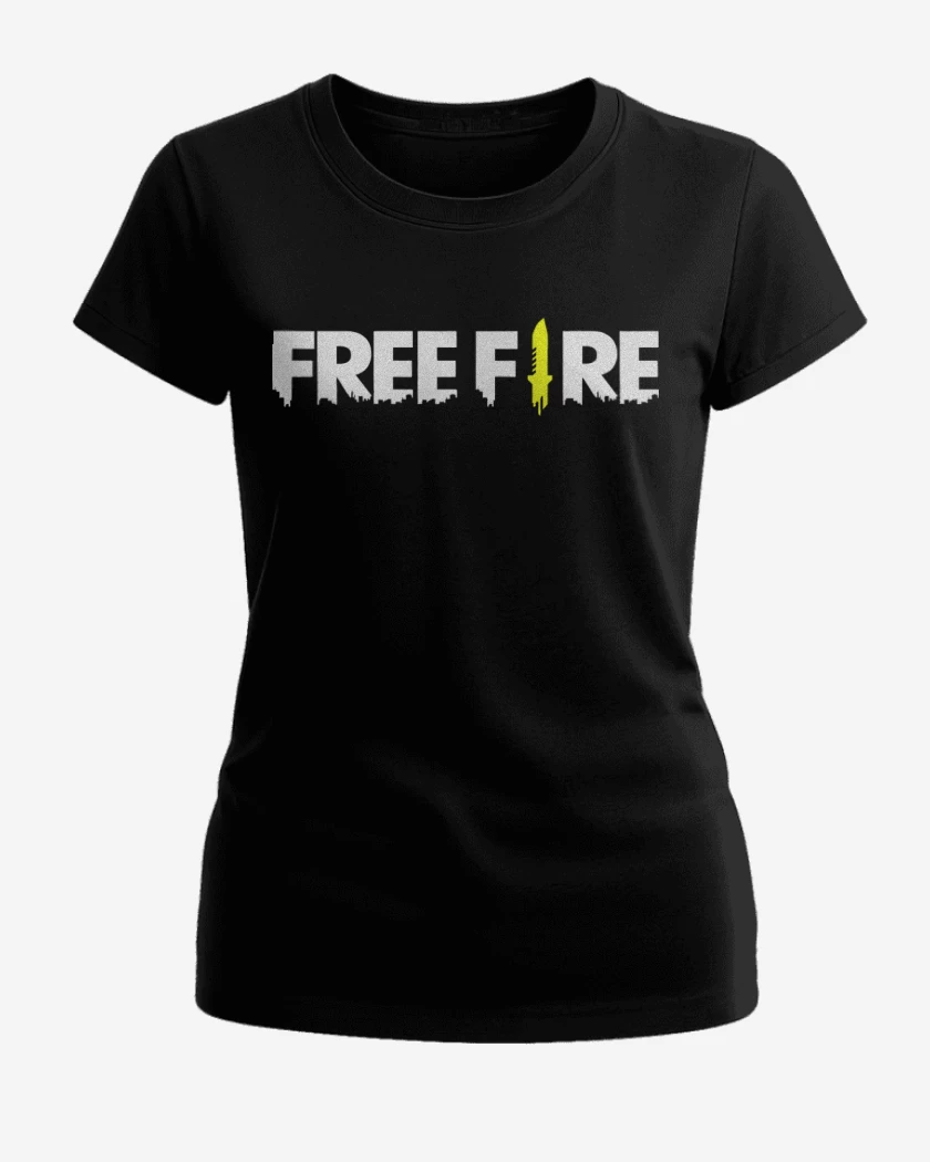 Polera de Mujer Negro de free fire logo