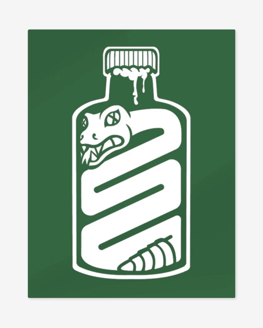 Print metalico Snake in a bottle