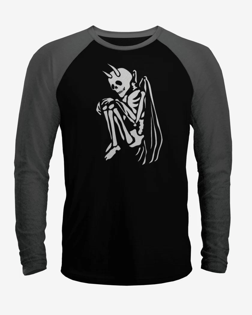 Polera Raglan Negro / Negro Heather de Angel de la muerte
