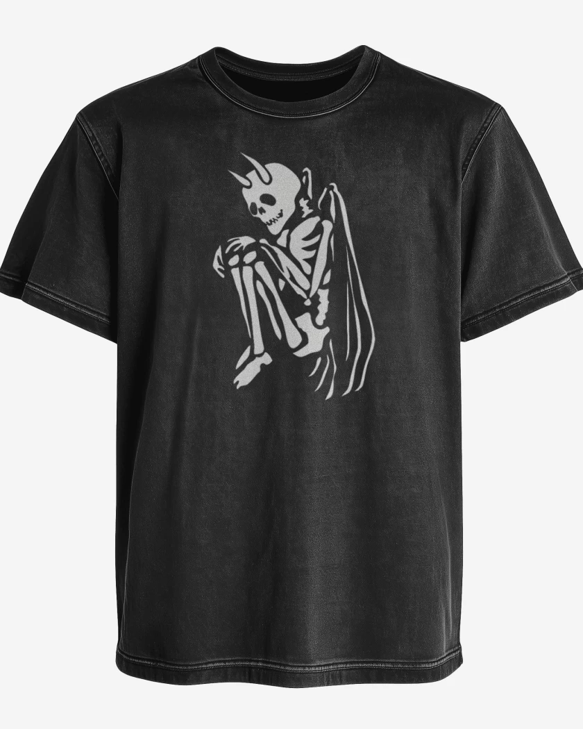 Polera desgastada Negro de Angel de la muerte