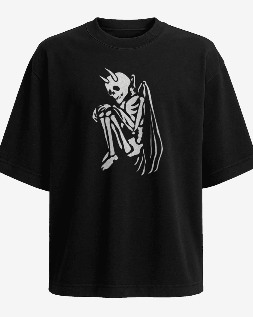 Polera Oversize Negro de Angel de la muerte