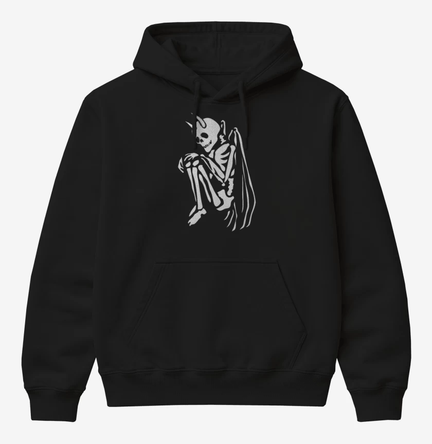 Poleron Canguro básico Negro de Angel de la muerte