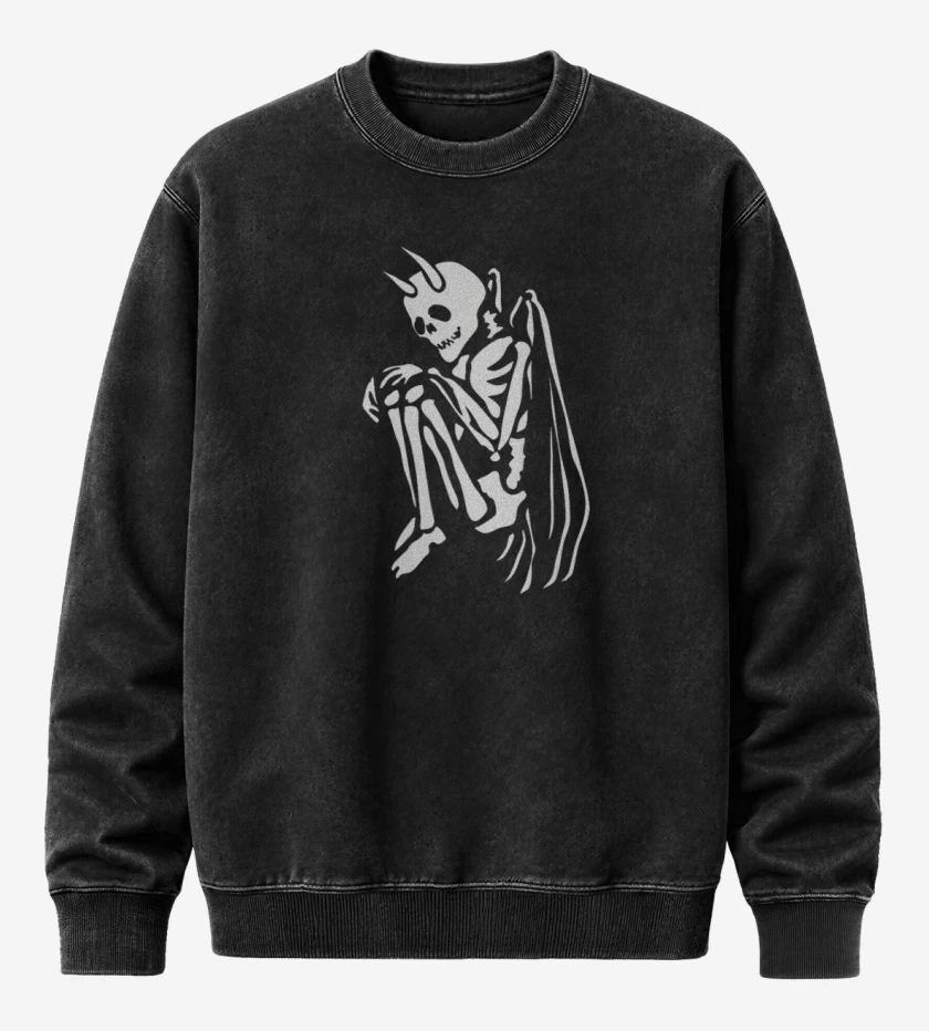 Poleron Polo Acid Wash Negro de Angel de la muerte