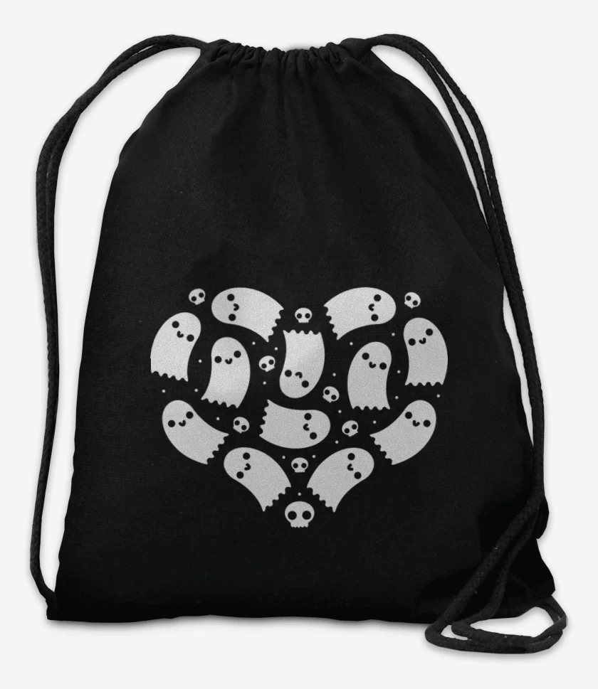 Mochila Negro de Corazon Fantasma