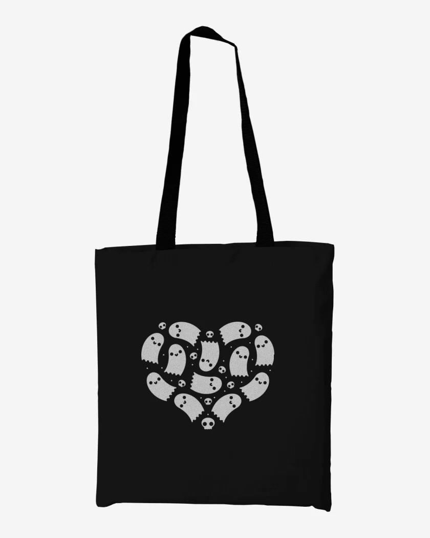 Totebag Negro de Corazon Fantasma