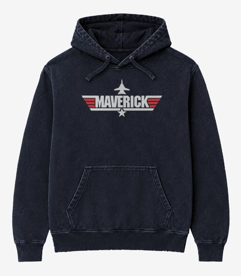 Poleron Canguro Acid Wash Azul Marino de Maverick