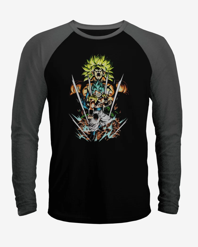 Polera Raglan Negro / Negro Heather de gogeta v broly
