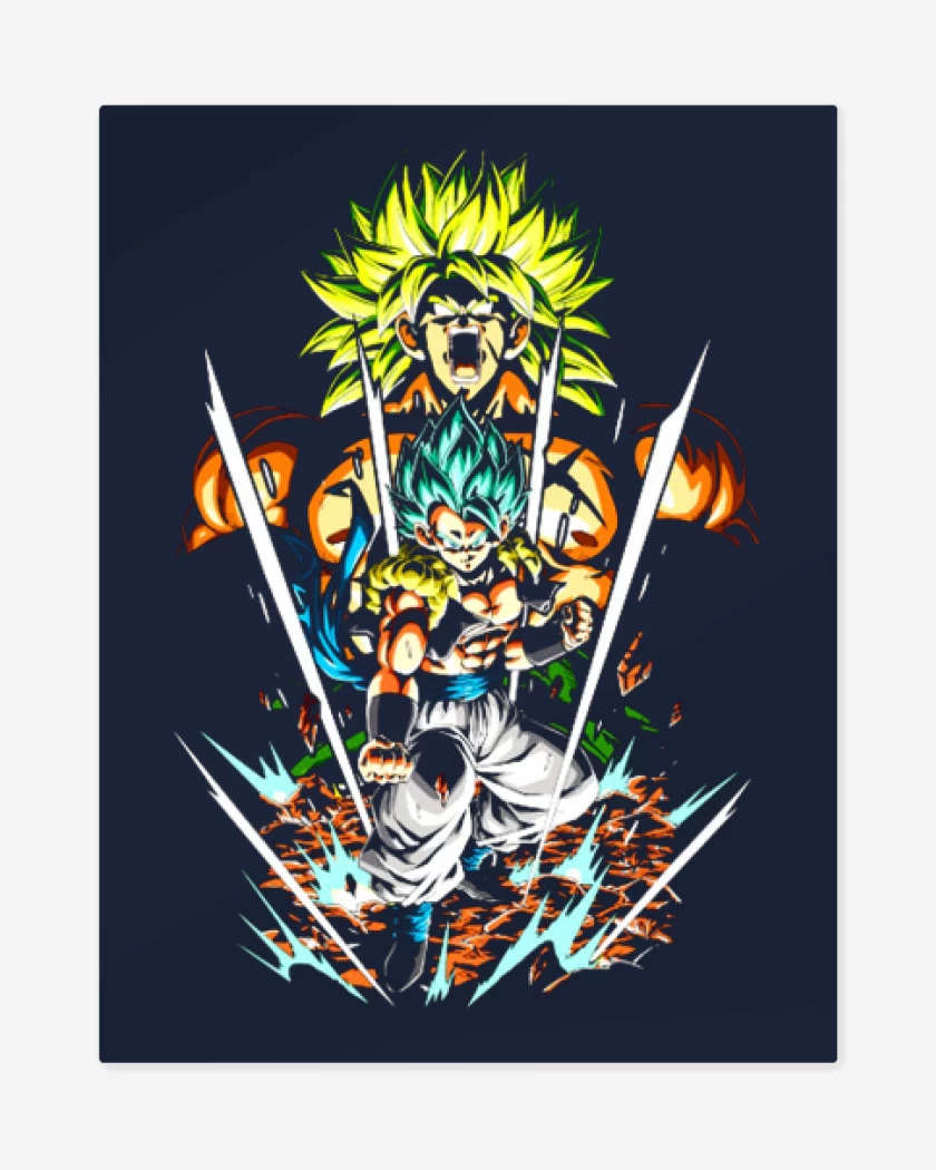Print metalico Azul Marino de gogeta v broly