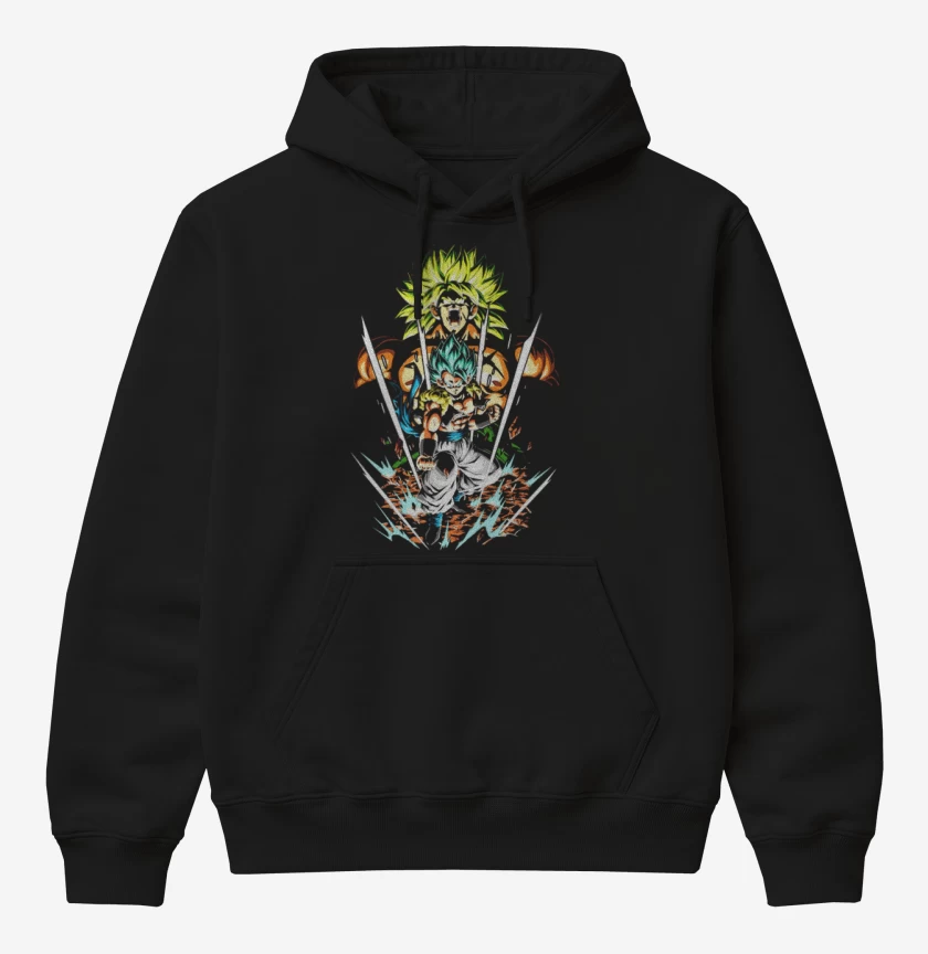 Poleron Canguro básico Negro de gogeta v broly