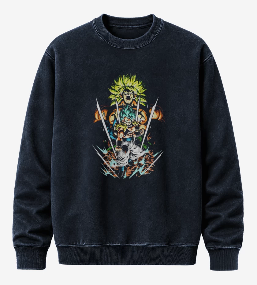 Poleron Polo Acid Wash Azul Marino de gogeta v broly