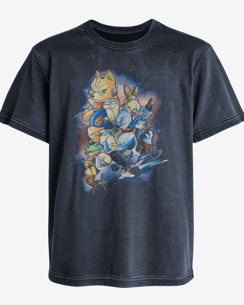 Polera desgastada Azul Marino de Star Fox