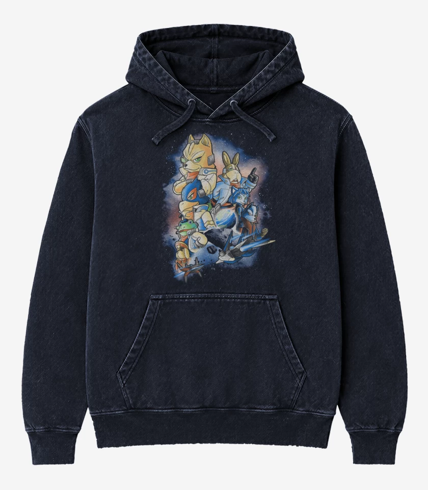 Poleron Canguro Acid Wash Azul Marino de Star Fox