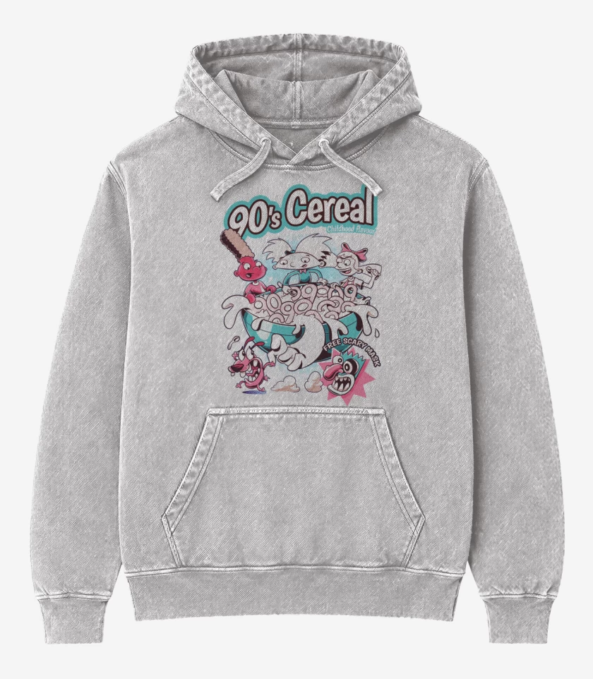 Poleron Canguro Acid Wash Gris Melange de 90s