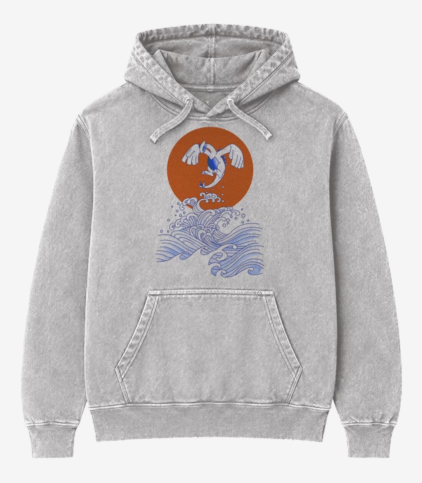 Poleron Canguro Acid Wash Gris Melange de Lugia
