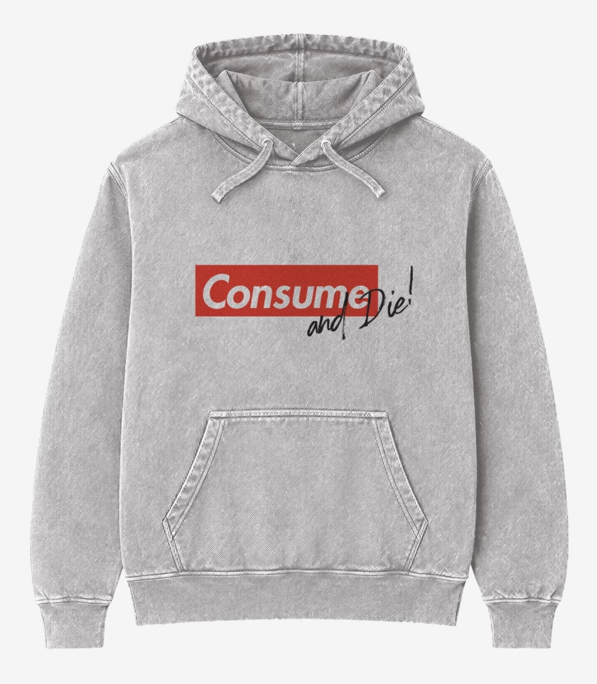 Poleron Canguro Acid Wash Gris Melange de Y muere 