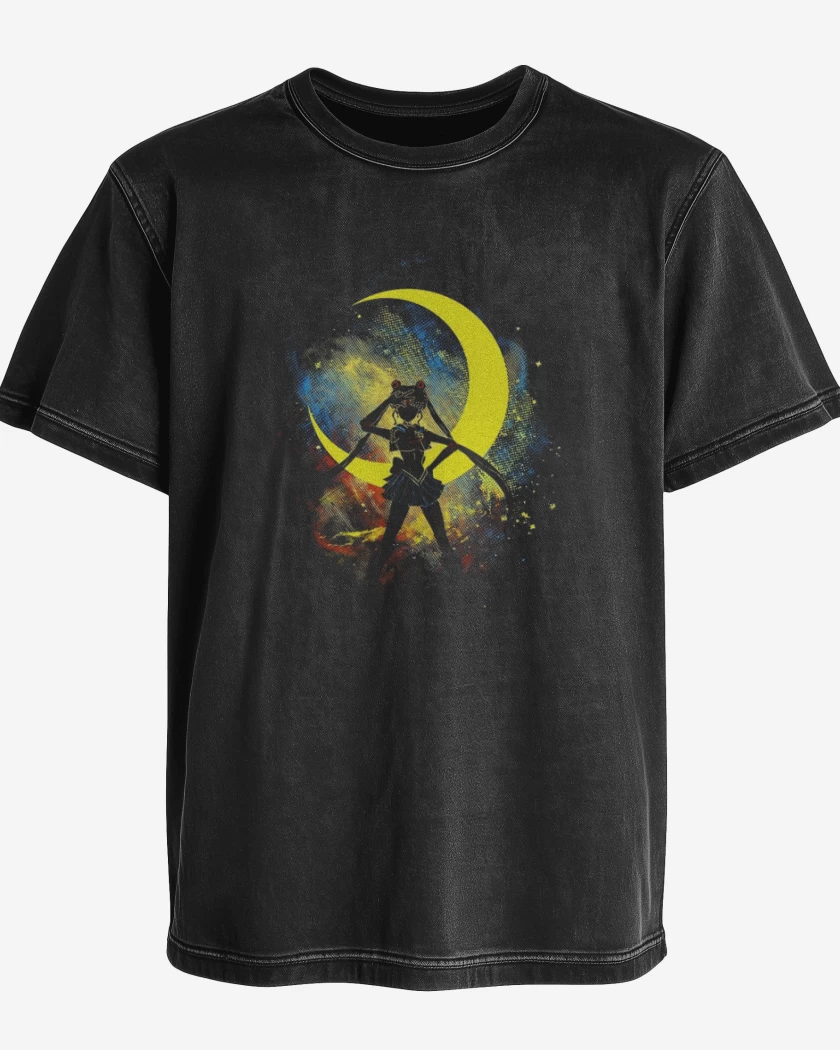 Polera desgastada Negro de Pop moon