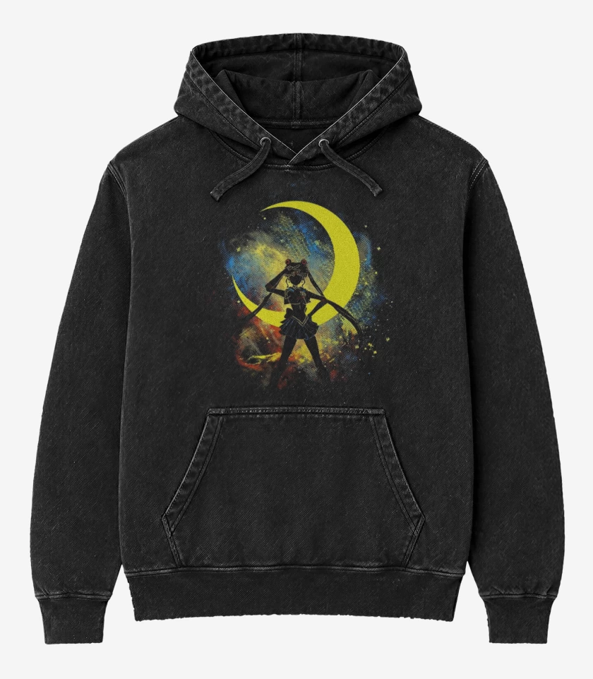 Poleron Canguro Acid Wash Negro de Pop moon