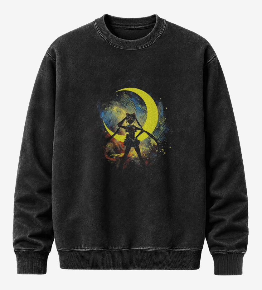 Poleron Polo Acid Wash Negro de Pop moon