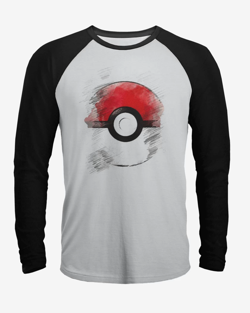 Polera Raglan Blanco / Negro de Pokeball