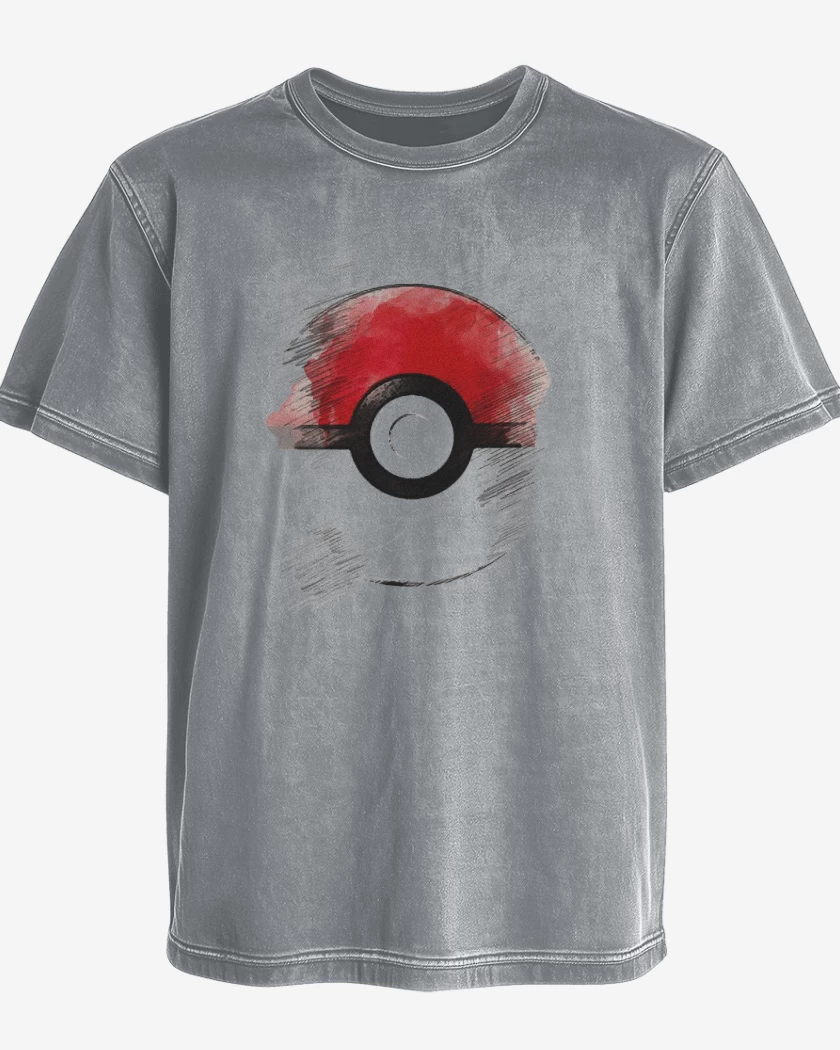 Polera desgastada Gris Melange de Pokeball