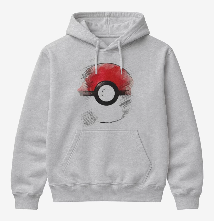 Poleron Canguro básico Gris Melange de Pokeball