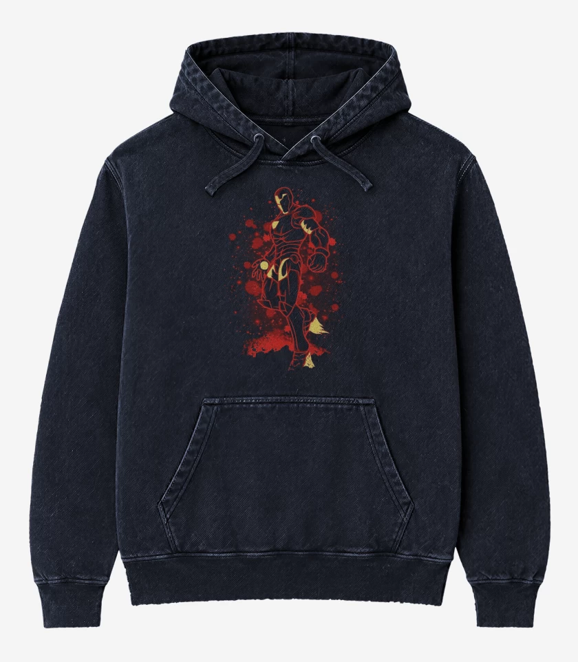Poleron Canguro Acid Wash Azul Marino de el chico de hierro